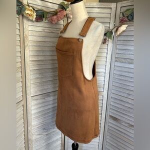 AUW Women’s Size XL Camel Color Soft Stretch Faux Suede Romper Dress w/ Straps